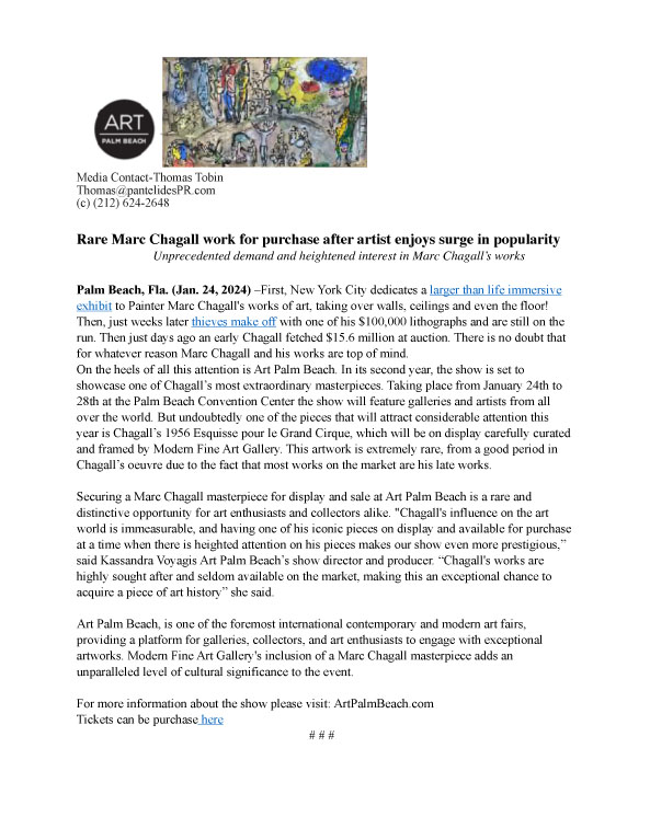 Chagall release Art Palm Beach